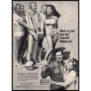 1970 Hedman Headers Performance Parts Vintage Print Ad Girls Bikini Wall Art